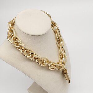 Authentic Louis Vuitton Gold Padlock w/ Unbranded Fashion Geometry Necklace